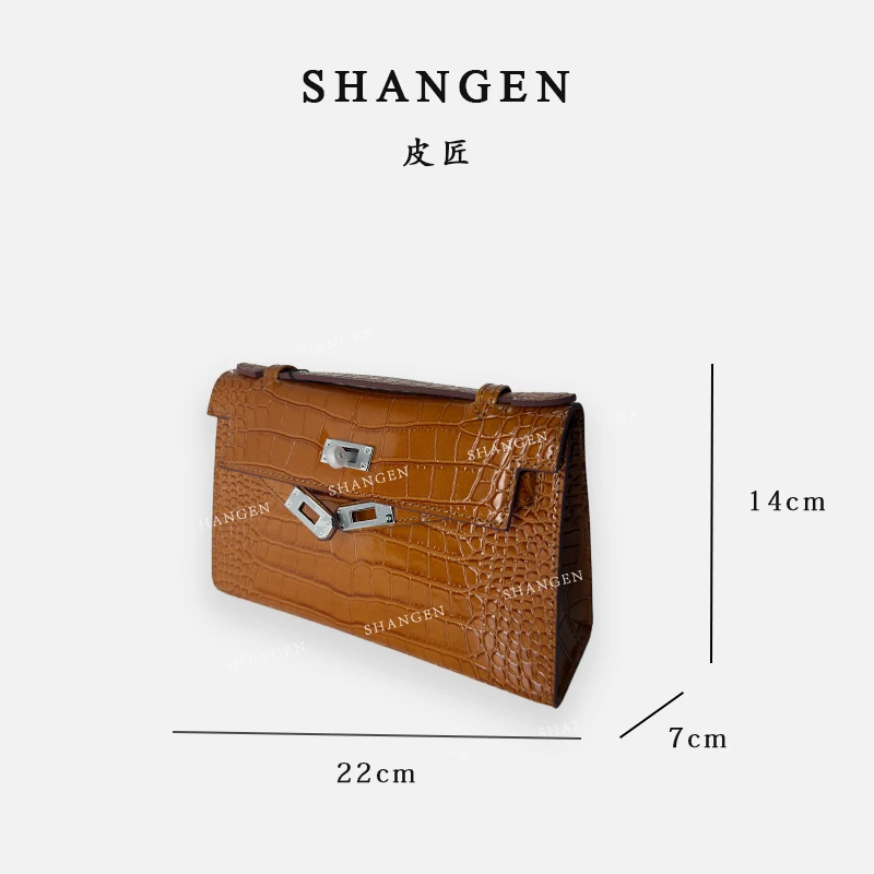 【尚恩CC】XKY-3846-金棕-鳄鱼纹牛皮 中古&凯一代手提女包