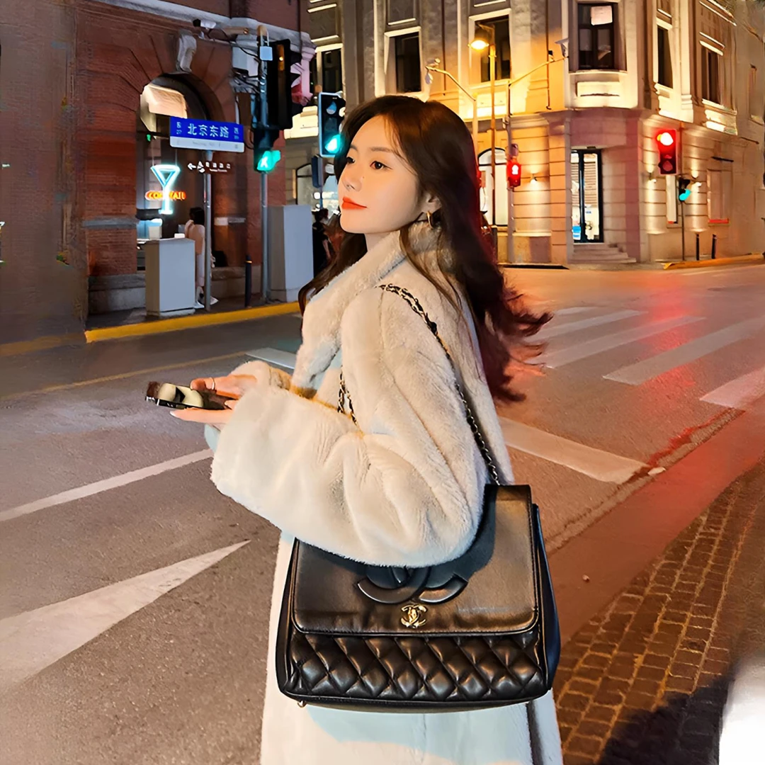 【哈哈姐妈妈装】皮毛一体女中长款冬季水貂毛绒环保加厚毛毛大衣