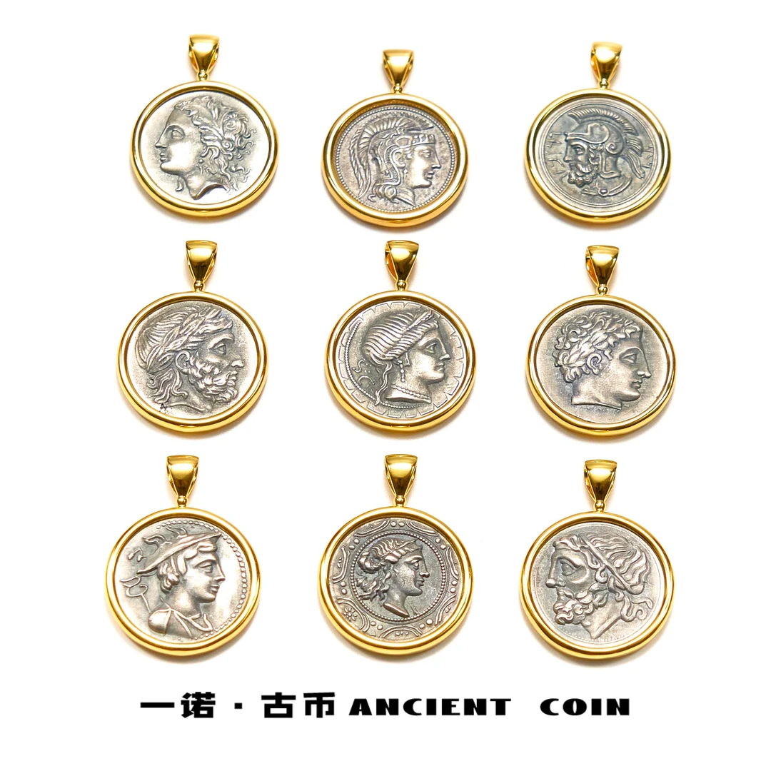 坠链均925银 【十二星座守护系列】手工女王双面ins复古风币吊坠