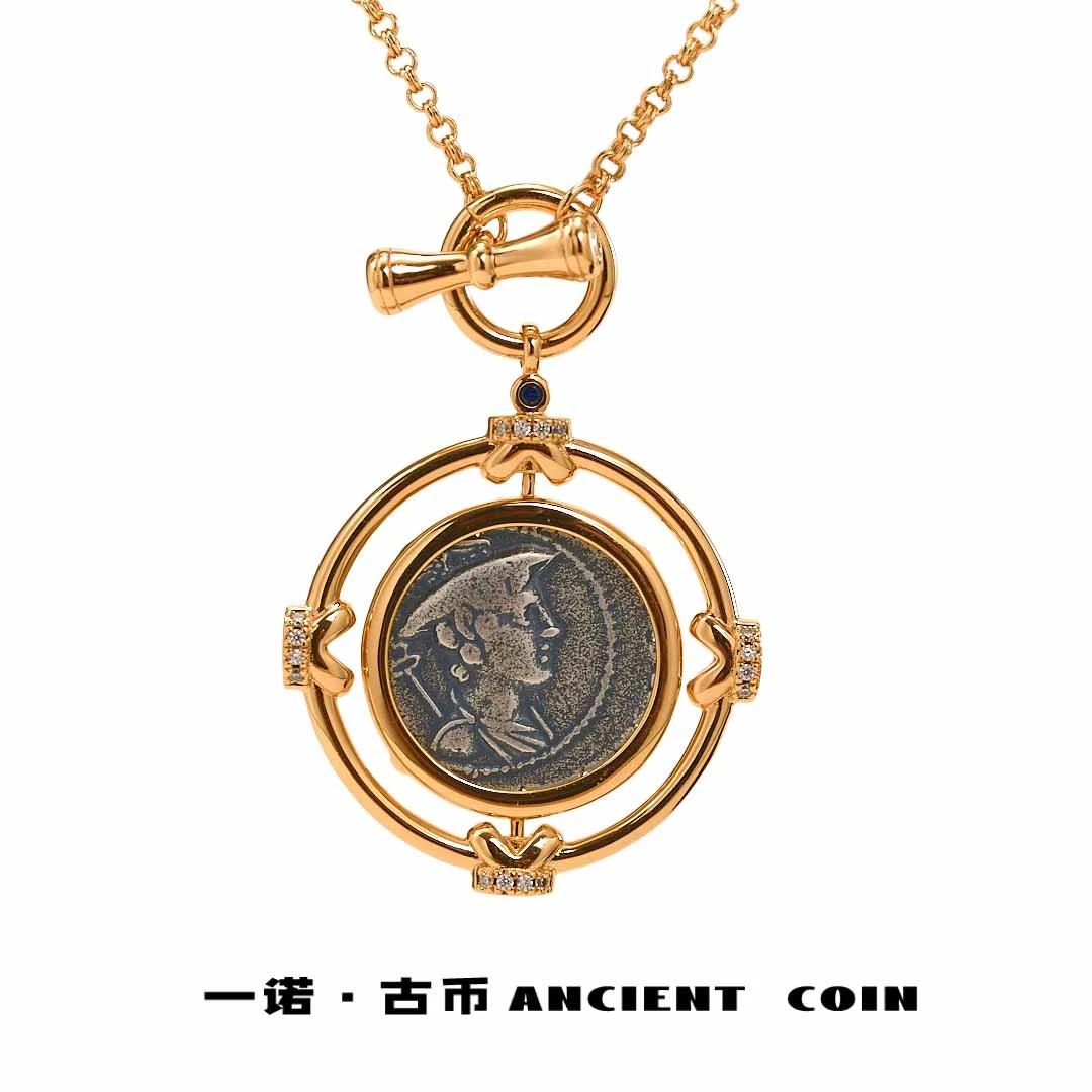 坠链均925银 【商业神（赫尔墨斯）墨丘利】GB-XL035OT扣复古风币项链