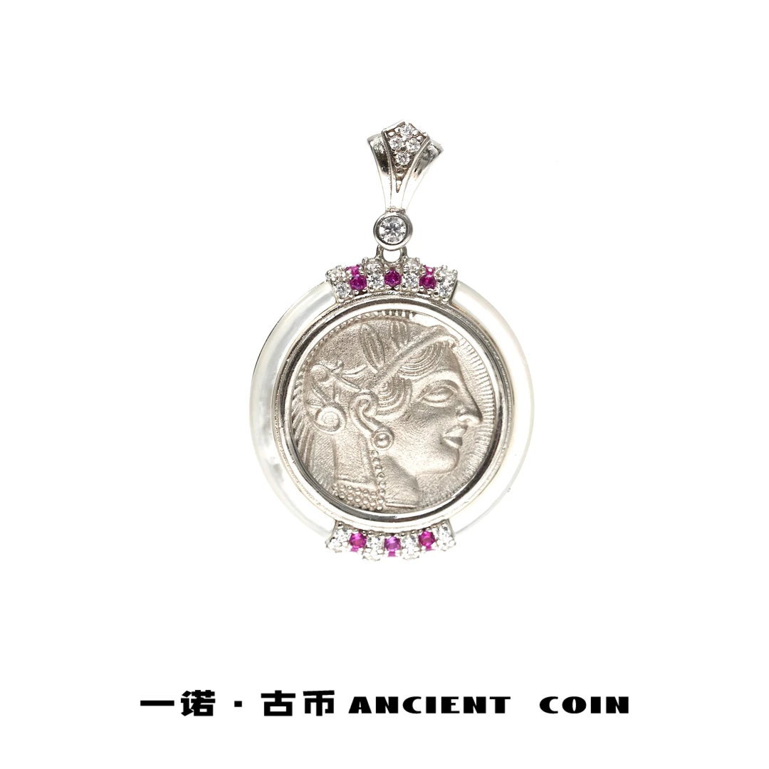 吊坠925银 【雅典娜】GB-DZ042白贝半圆气质百搭小众复古风币吊坠