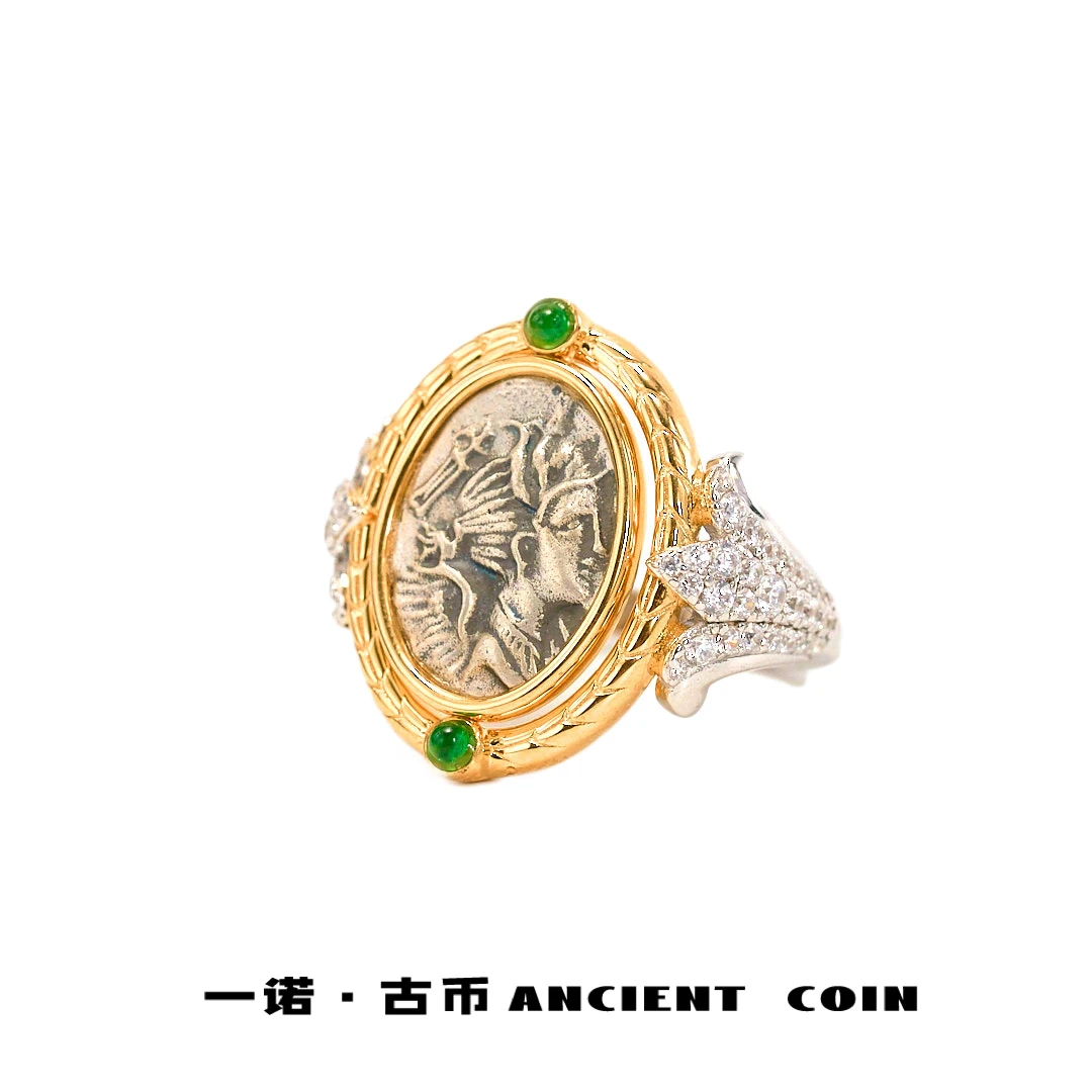 925银戒指  【胜利女神】GB-JZ049女王中古撞色翻转镶嵌古风戒指