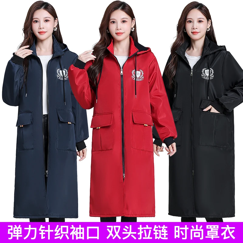 新款防水加长过膝罩衣成人厨房防油干活长袖围裙外穿大褂工作服