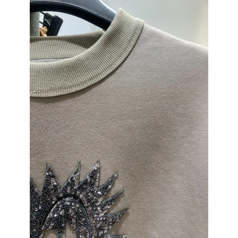 [富贵] 时尚女春秋休闲洋气小猫图案亮片卫衣  ZK089