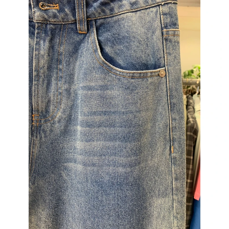 富贵[富贵] 时尚女夏百搭牛仔短裤水洗直筒阔腿牛仔裤-ZK074