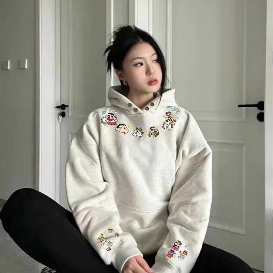 2025新款卫衣女刺绣连帽秋冬美式复古高级感慵懒风宽松加绒上衣潮