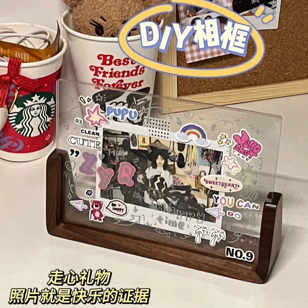 拍立得亚克力悬浮相框空框diy桌面 摆台件高级感手工纪念册展示框