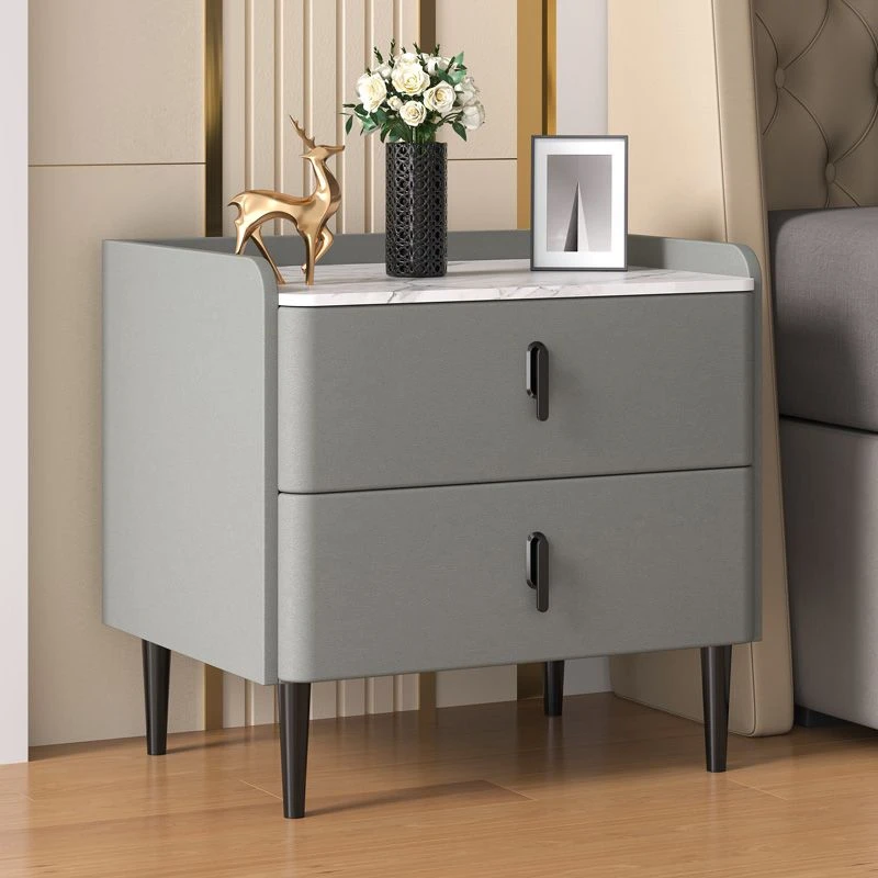 岩板床头柜网红轻奢高级感家用卧室实木现代简约储物收纳柜子小型