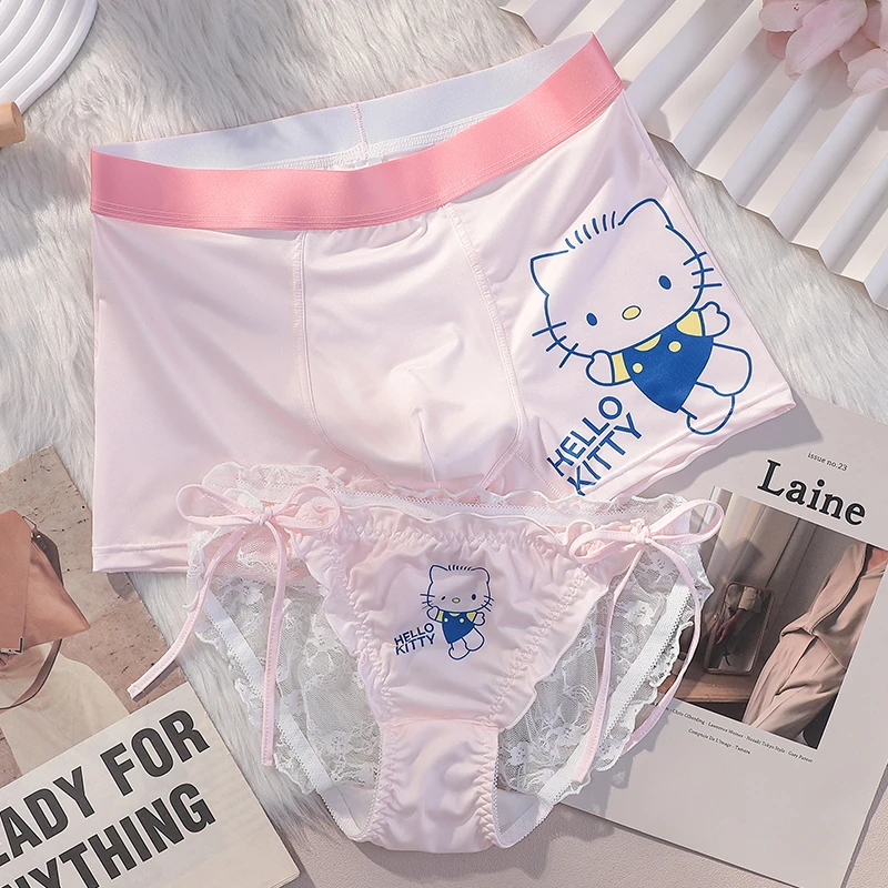 2024新款网红爆款情侣内裤一男一女性感蕾丝可爱内衣拉绳系带短裤