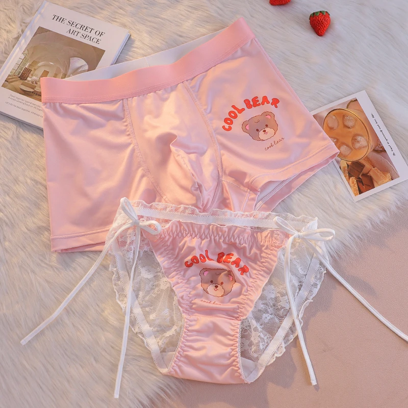 2025新款情侣内裤一男一女士性感纯欲夫妻可爱蕾丝系带内衣短裤