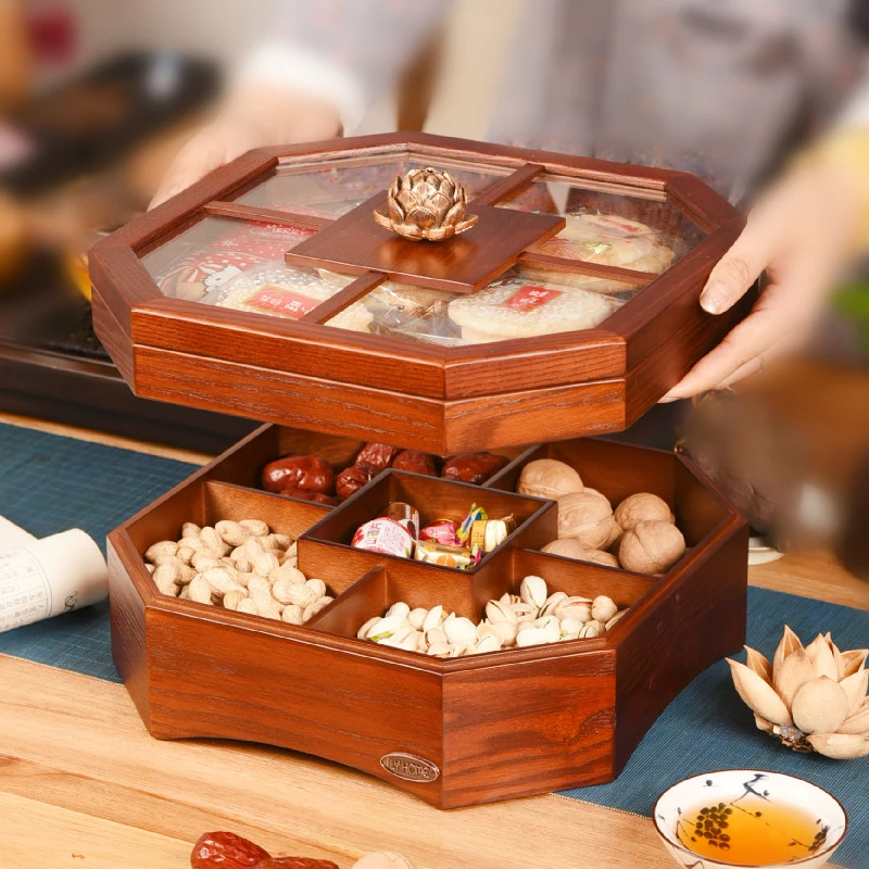 干果盘中式轻奢客厅2023新款实木质零食坚果糖果盒家用高档干果盒