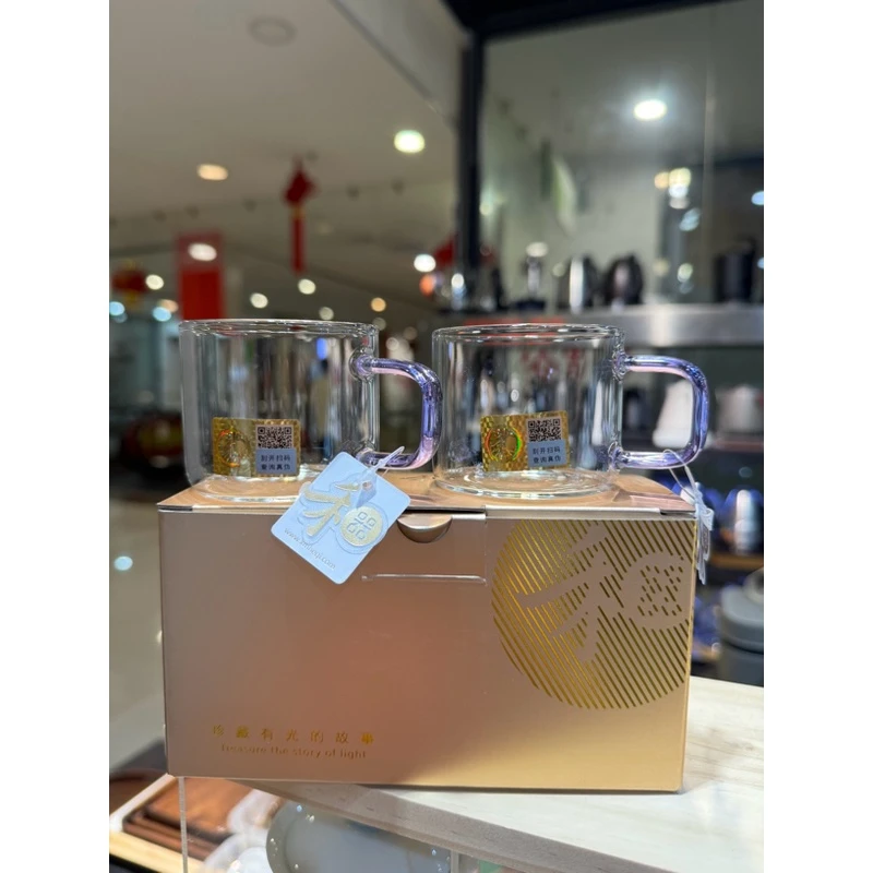 禾器清禾杯2只高硼硅玻璃小茶杯带把和器品茗主人杯客杯家用