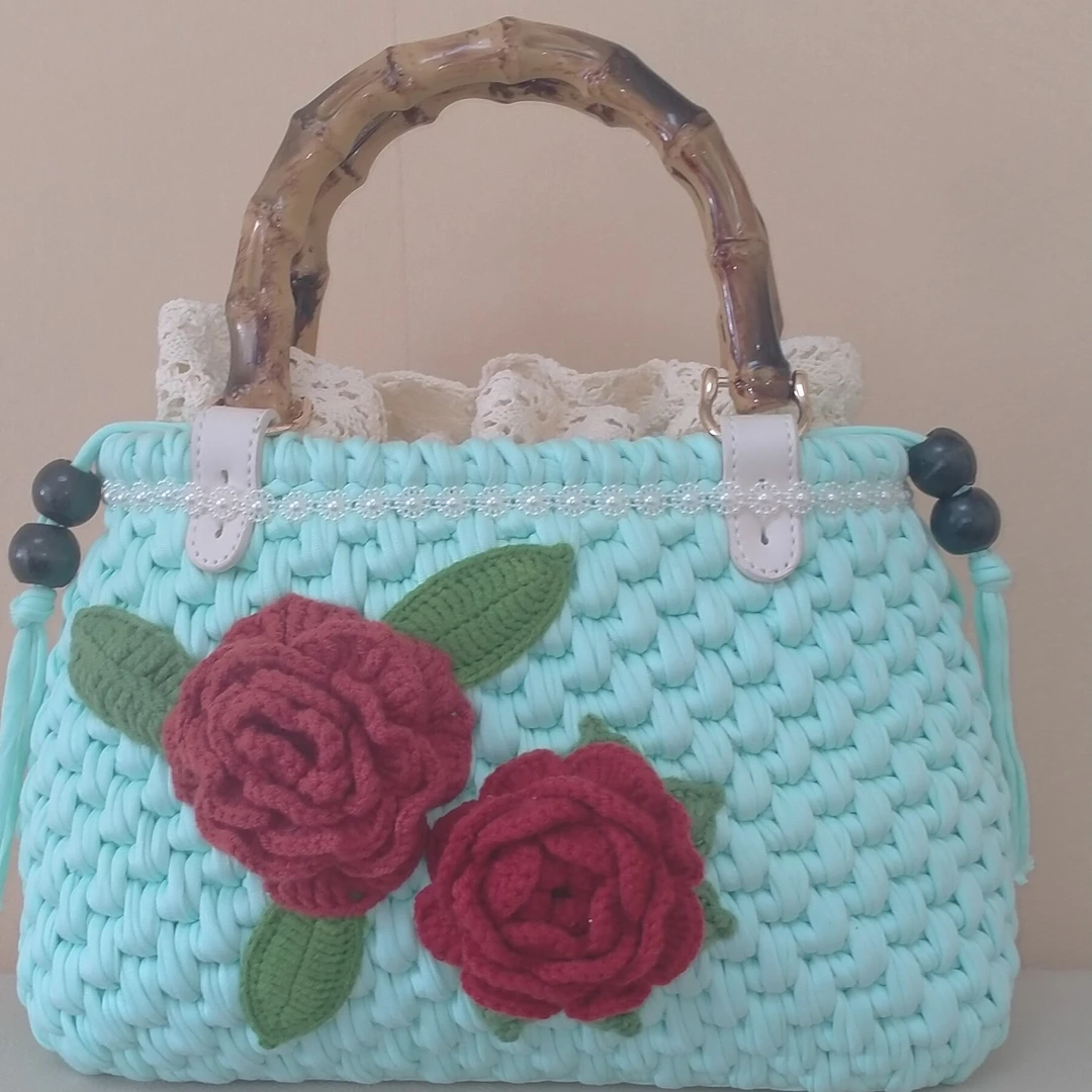 春款纯手工钩织手提包成品