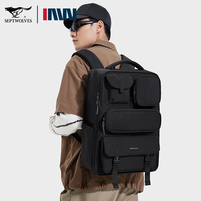 七匹狼男士双肩包潮流时尚休闲书包2025新款百搭学生背包电脑包