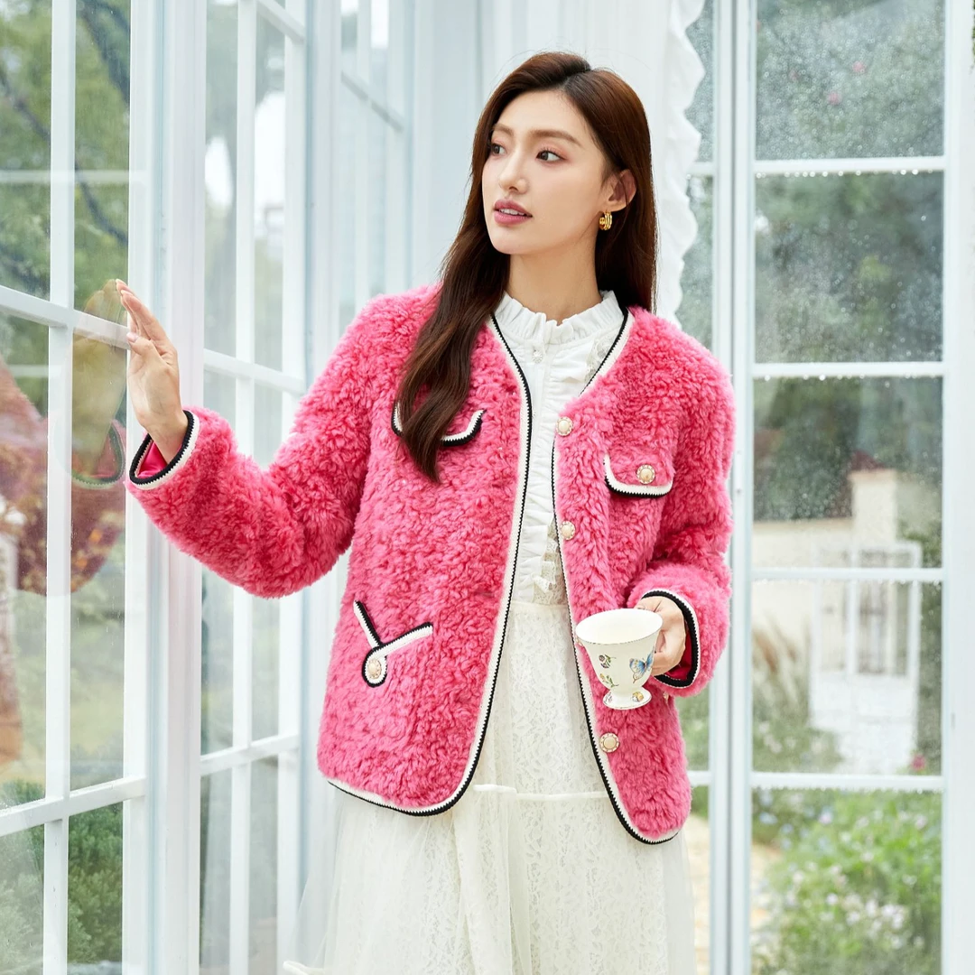 【力力淘】芭依璐口袋图案宽松落肩直筒显瘦短外套88KL599