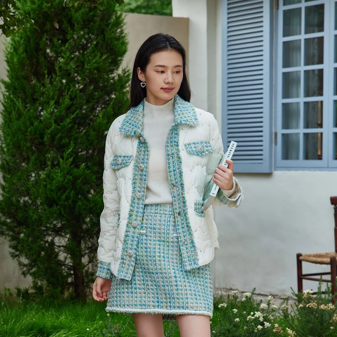 【大梦】爱心羽绒撞色小香羽绒服88Y6503