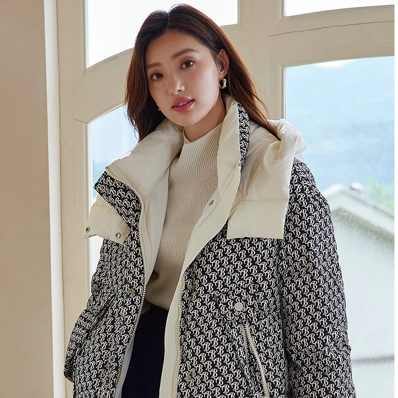 【女乔严选】芭依璐冬季羽绒服女时尚连帽立领保暖外套88Y6580