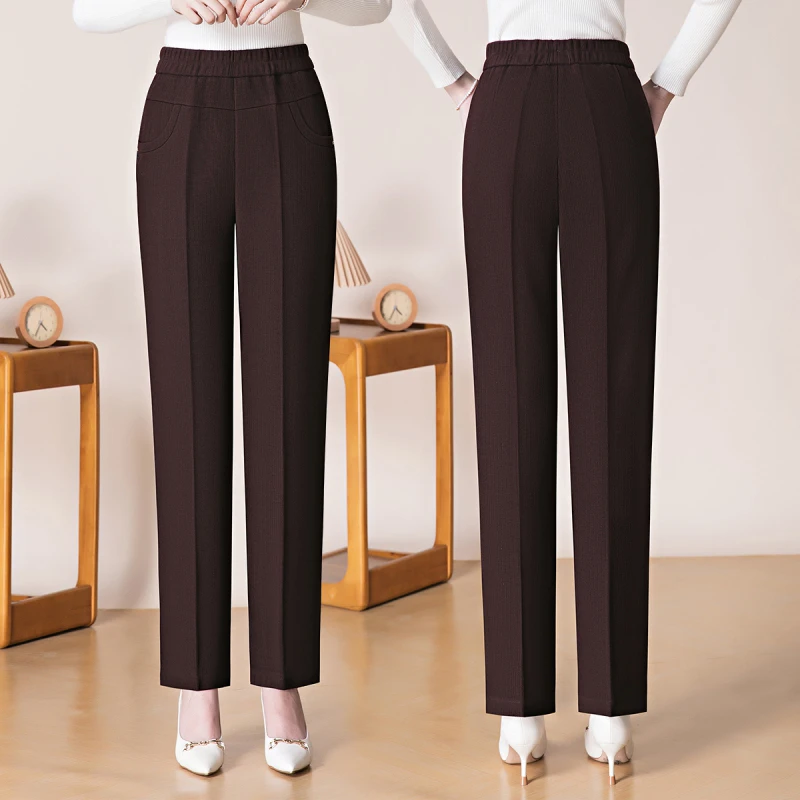 中老年高腰宽松显瘦女士休闲妈妈裤子秋季新款中年大码女裤松紧腰