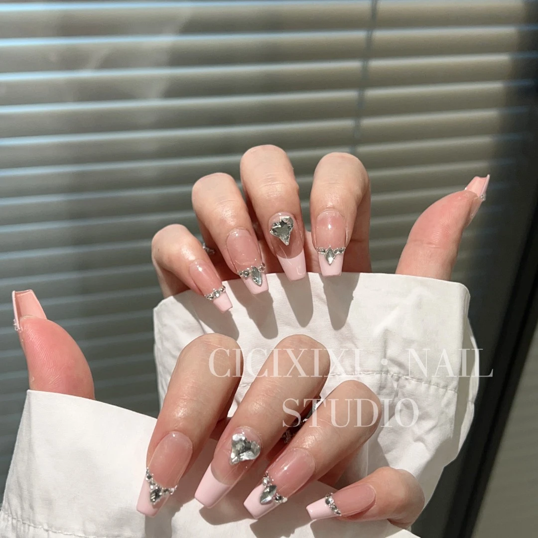 CICIXIXI/此喜【桃夭】高质量千元美甲冰透显白网红款纯手工穿戴甲
