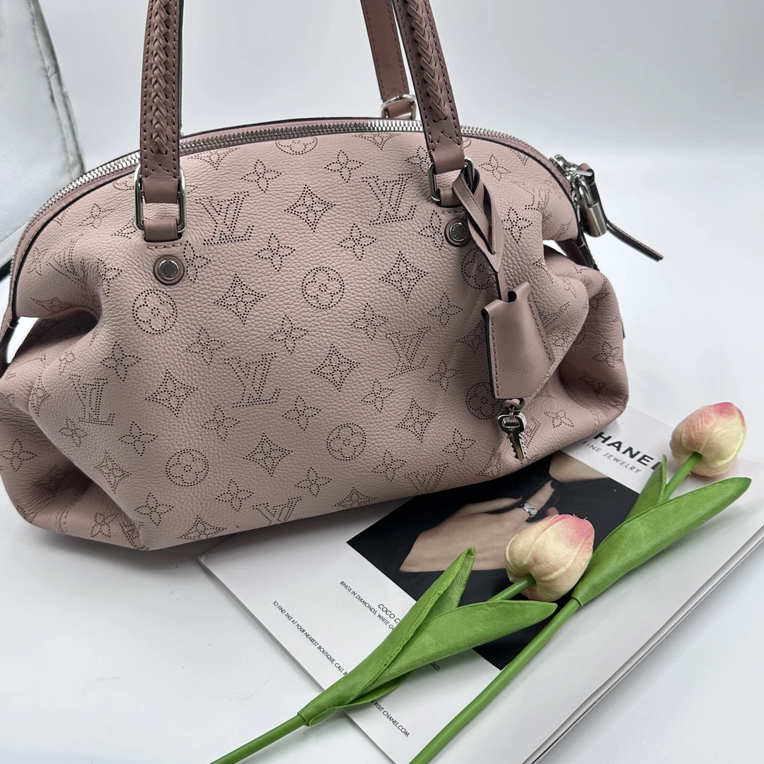 99新 LouisVuitton/路易威登 粉色经典logo印花手提包