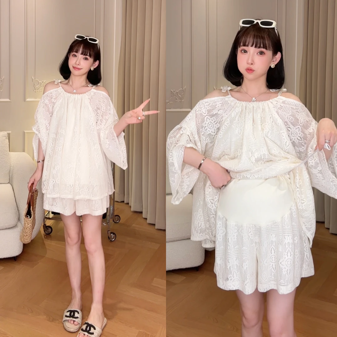 maodan/猫单【法香柏丽】娜娜的孕期穿搭/孕妇装夏装高级感蕾丝套装