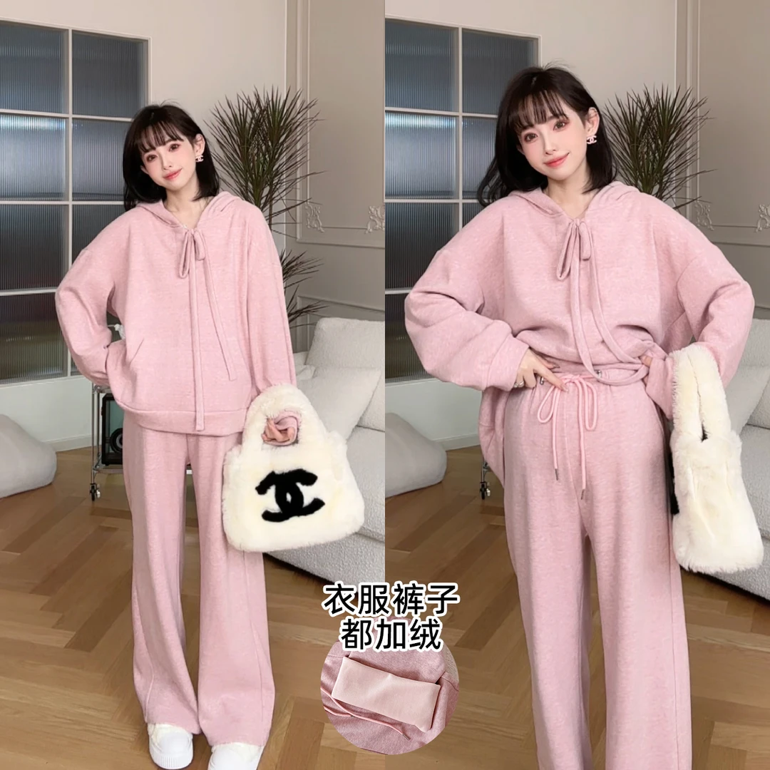 maodan/猫单【珍妮套装】孕妇装秋冬加绒连帽卫衣套装休闲2024新款.