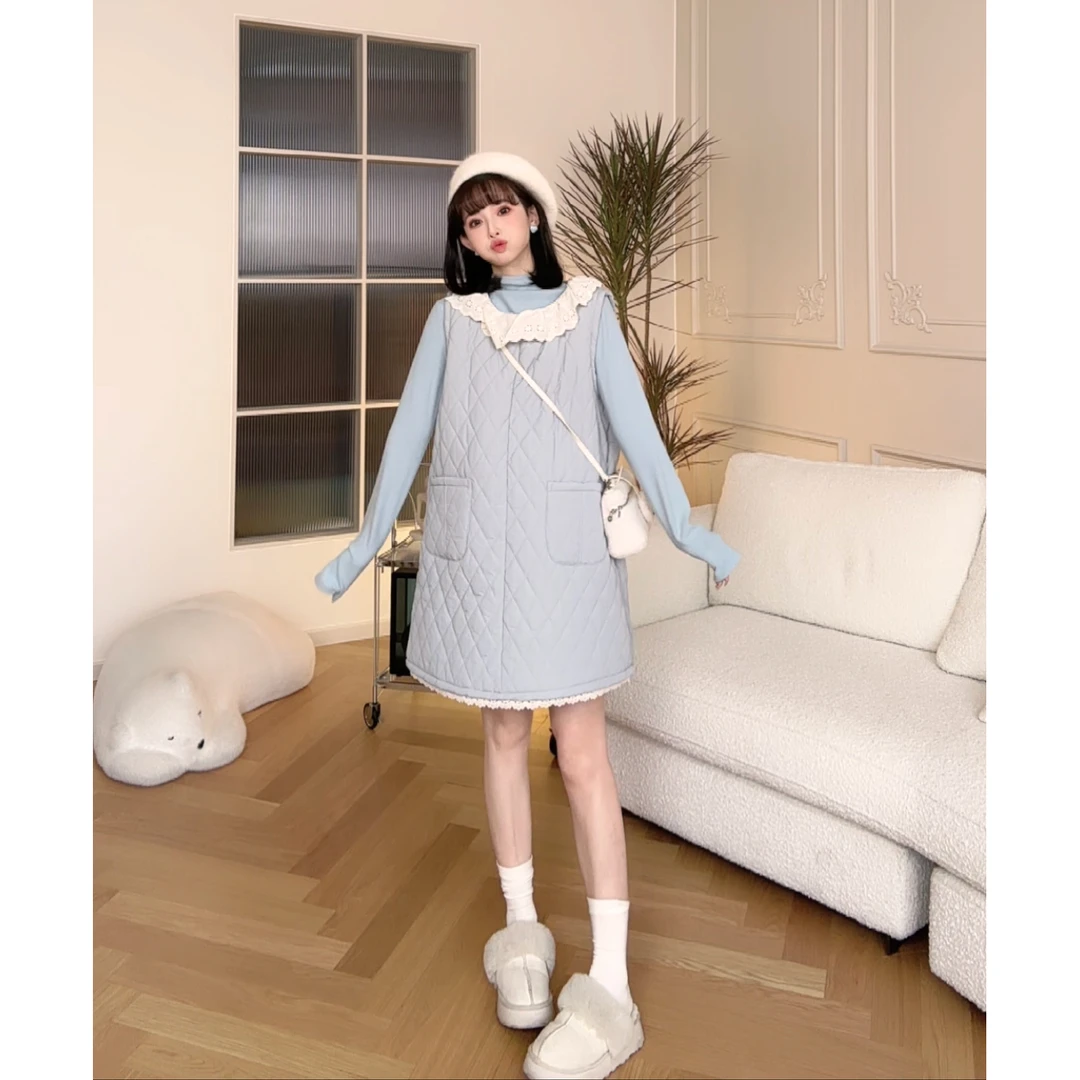 maodan/猫单清仓【雪饼凯莉】孕妇装夹棉背心裙长袖打底衫2025新款.