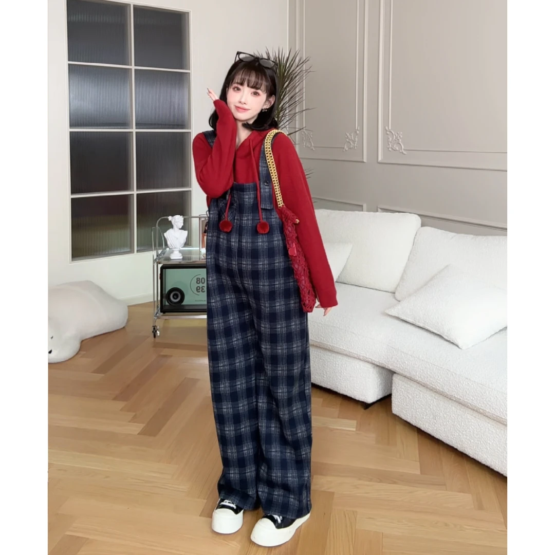 maodan/猫单清仓【格岛奏曲】孕妇装2025新款加绒加厚背带裤遮孕肚.