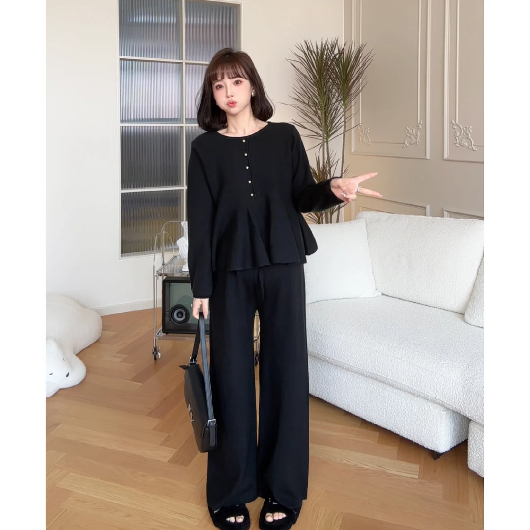 maodan/猫单【多瑙黎明】孕妇装秋冬2025新款时尚长袖上衣两件套装.