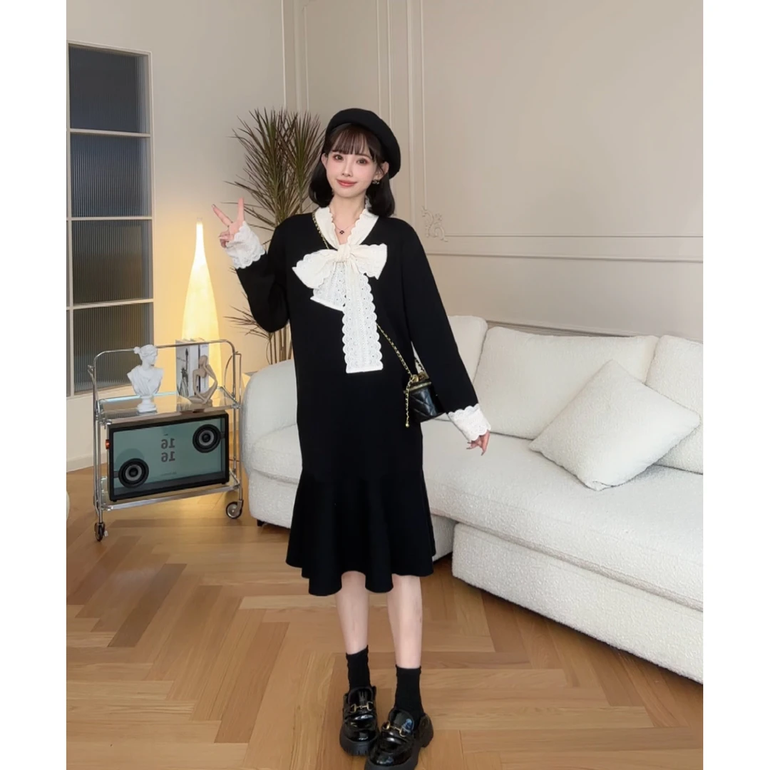 maodan/猫单【赫拉千金】孕妇装时尚洋气秋冬百搭打底衫针织连衣裙.