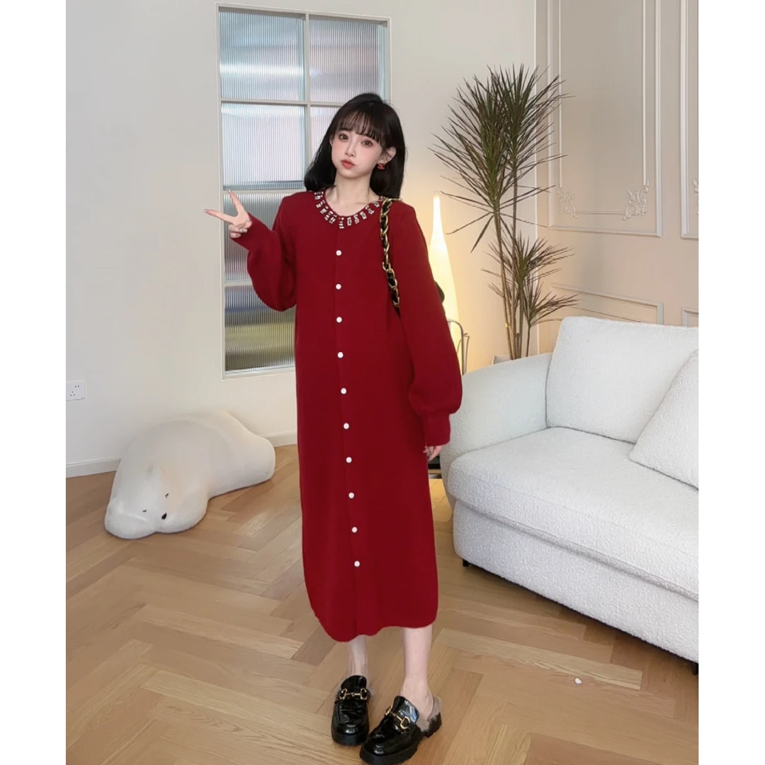 maodan/猫单【安妮罗曼】孕妇装2025新款秋冬可哺乳中长款气质毛衣.