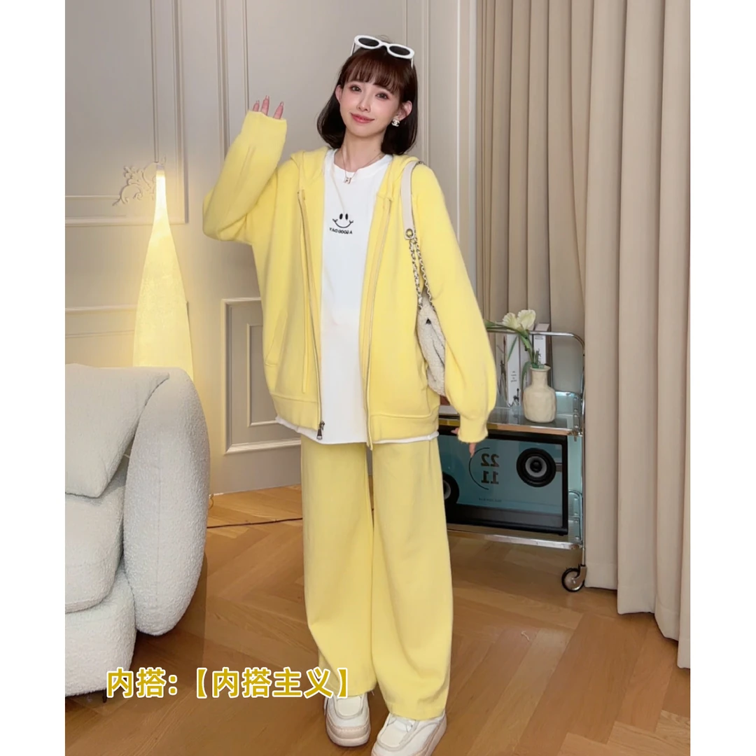 maodan/猫单【闲适软妹】时尚春秋款孕妇上衣毛衣外套裤子孕妇套装.