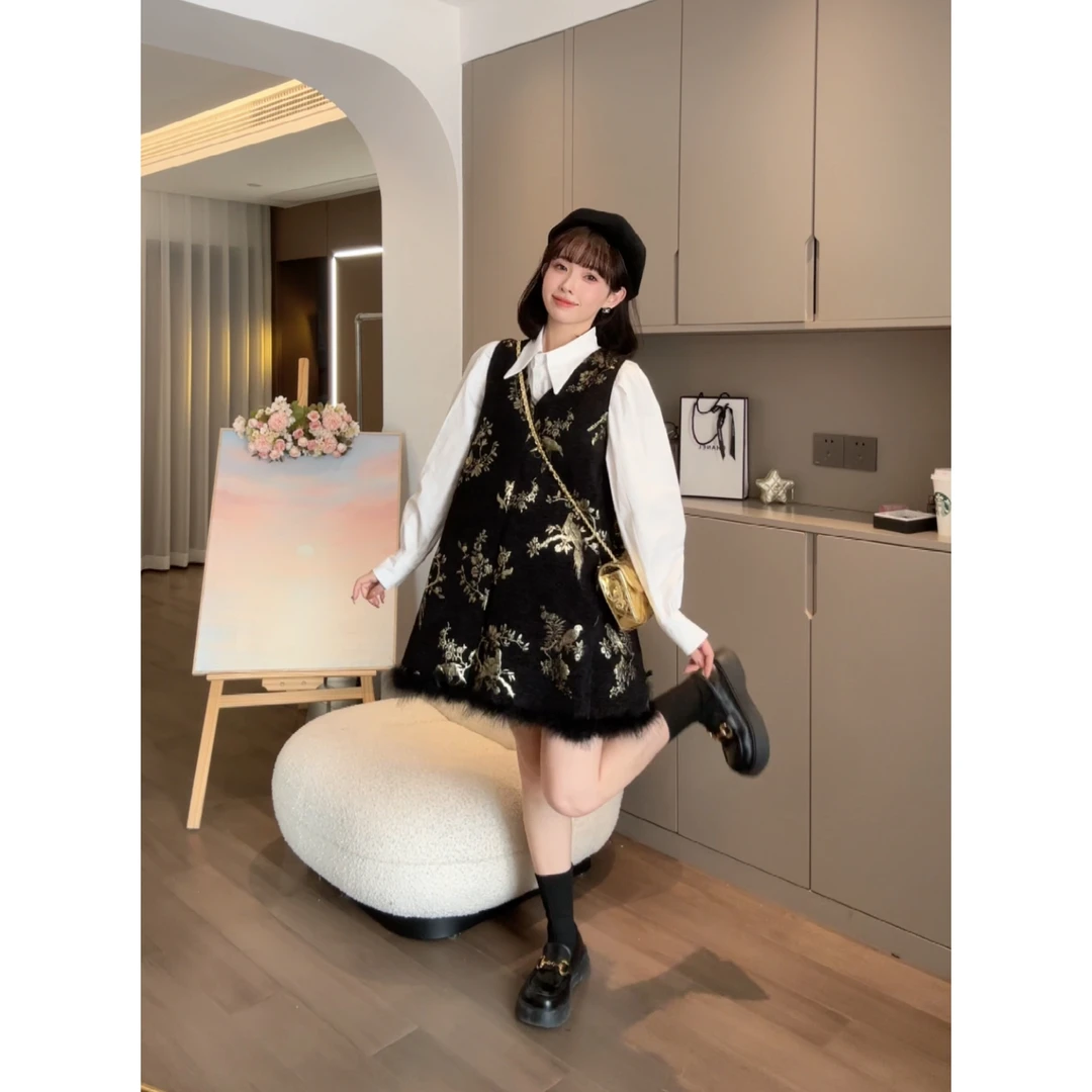 maodan/猫单清仓【里歌剧院】孕妇装2025新秋冬气质衬衫套装小香风