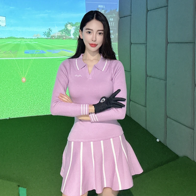 冬季高尔夫服装女款毛衣套装针织衫保暖修身弹力显瘦百搭网球服