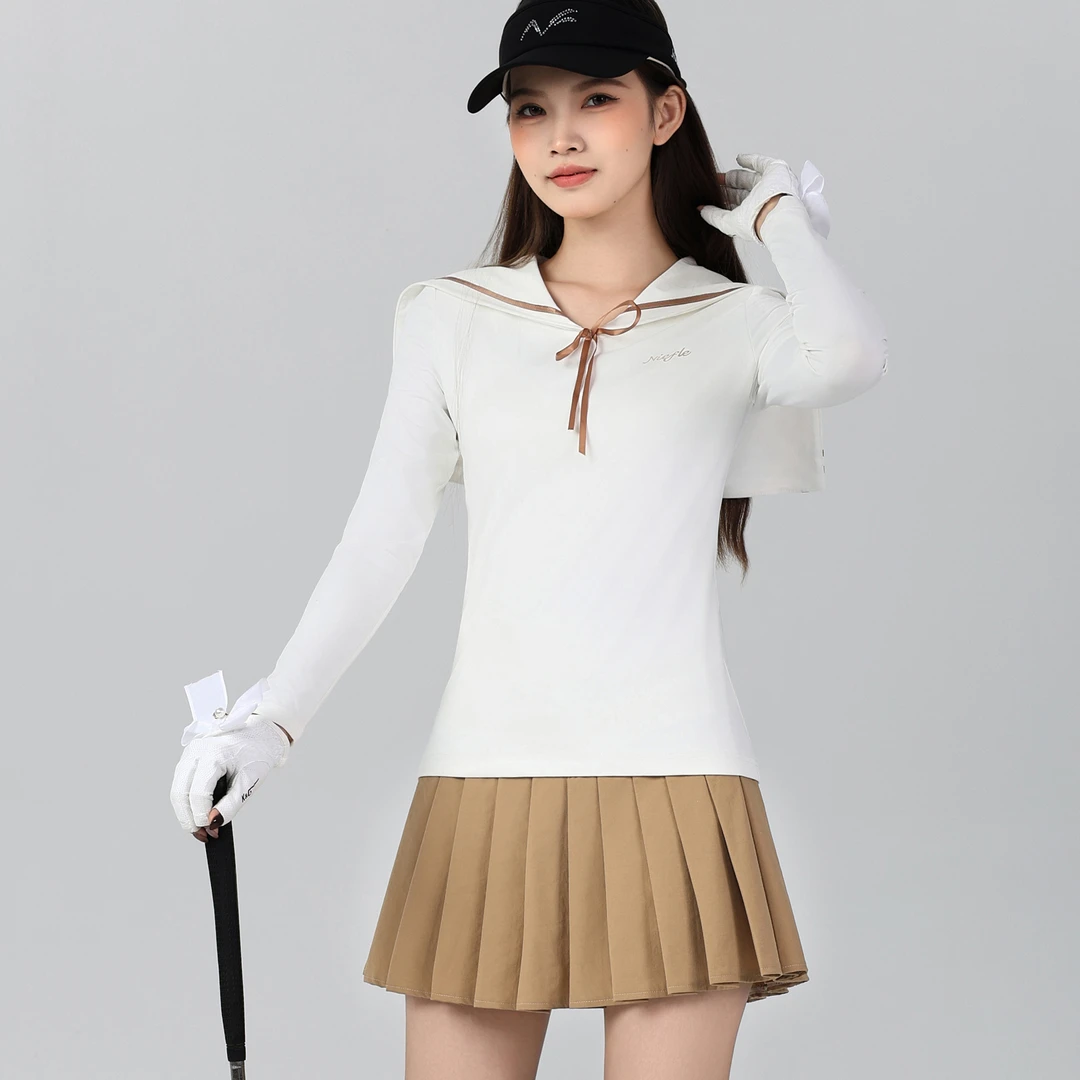 秋冬新款高尔夫女装胸前领结设计上衣海军领时尚T恤高端运动球裙