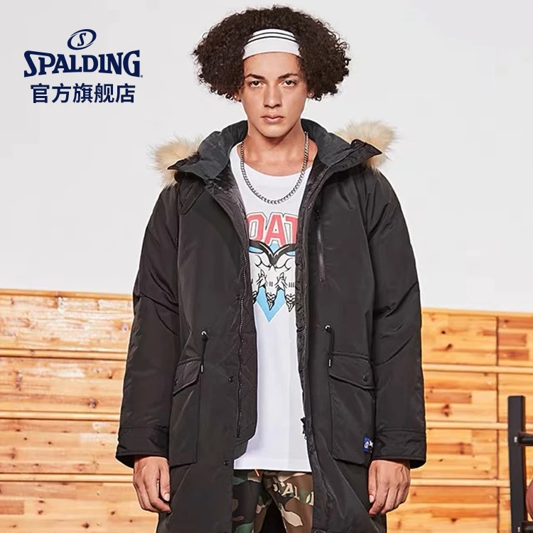 Spalding/斯伯丁 冬季户外防寒时尚潮流休闲运动长款加厚羽绒服