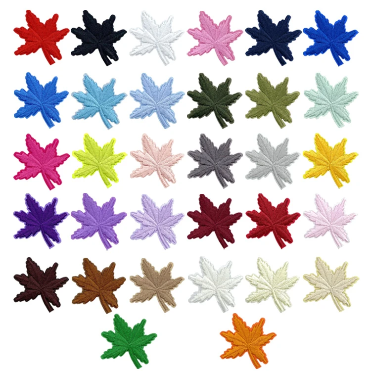 自粘小枫叶纯色布贴衣服裤子刺绣补丁贴羽绒服修补破洞装饰贴布贴