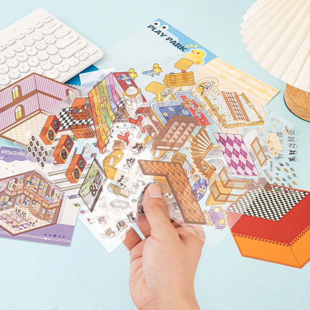 现货秒发韩系立体小屋贴纸goodvibesummer帖纸3D立体贴纸造景贴纸