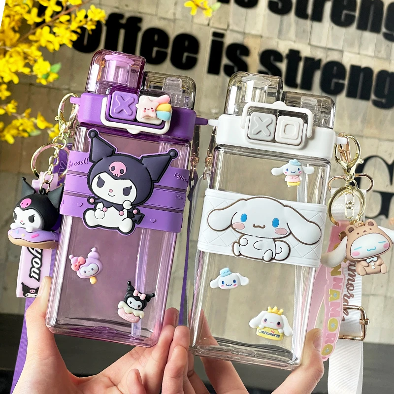 三丽欧库洛米儿童水杯女学生上学专用高颜值吸管杯壶夏天双饮杯子