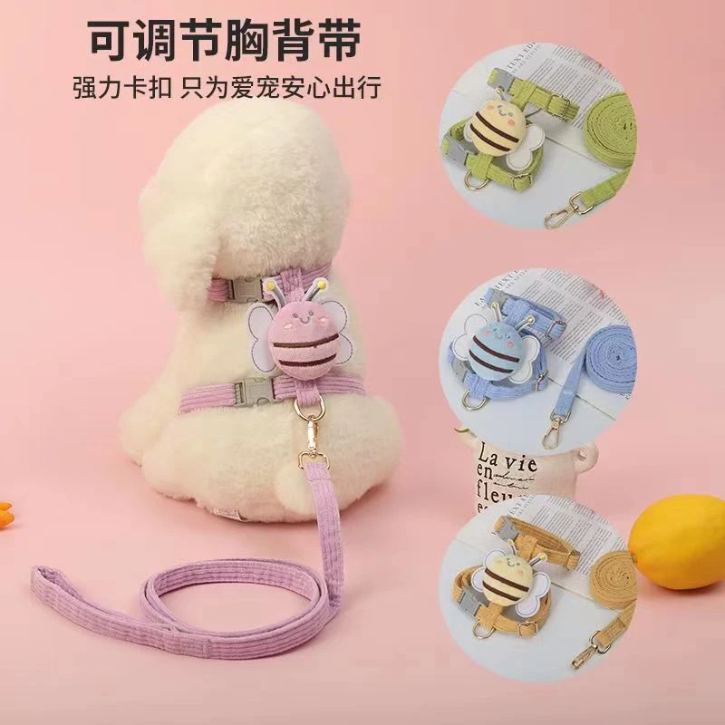 猫咪小型狗牵引绳蜜蜂工字胸背带尼龙防挣脱外出遛猫遛狗夏季胸背