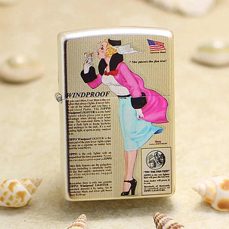 ZIPPO/之宝打火机镀银风中女郎(水晶盒)送礼男士防风