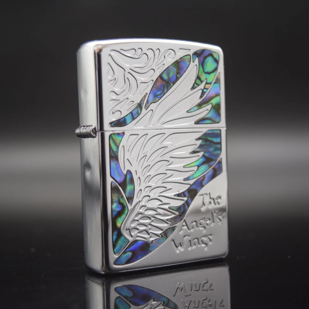 ZIPPO/之宝打火机XF 常规银镶嵌贝壳翅膀 DY9902DK
