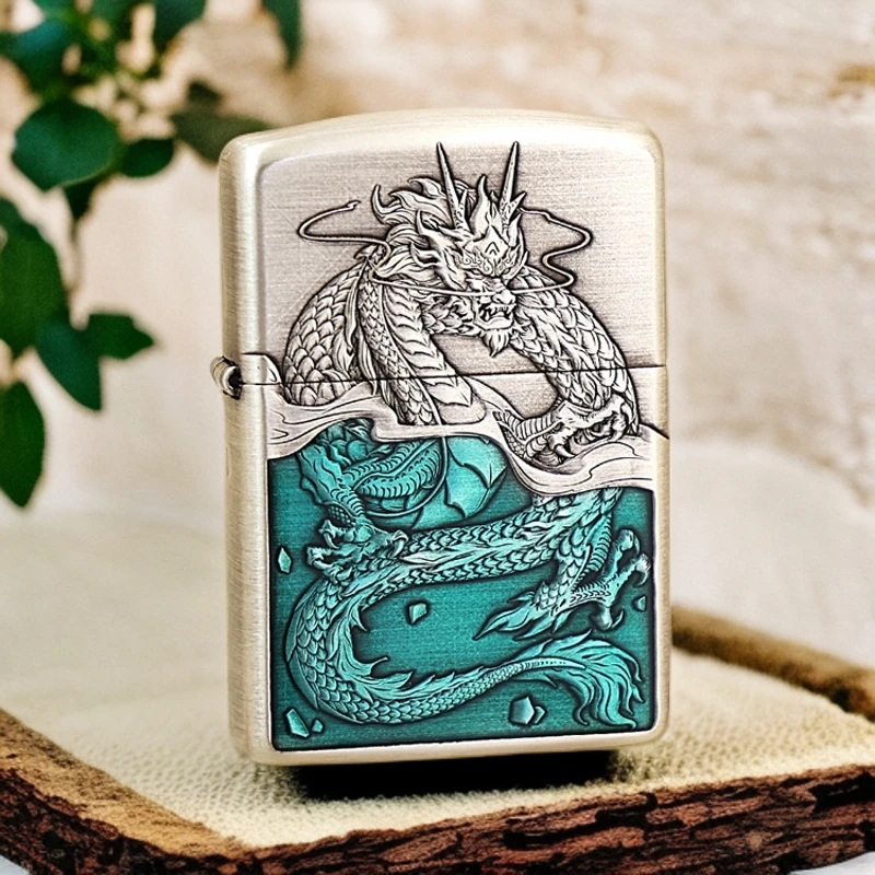 ZIPPO/之宝打火机XF  盔甲熏银蛟龙入海DY9910DK