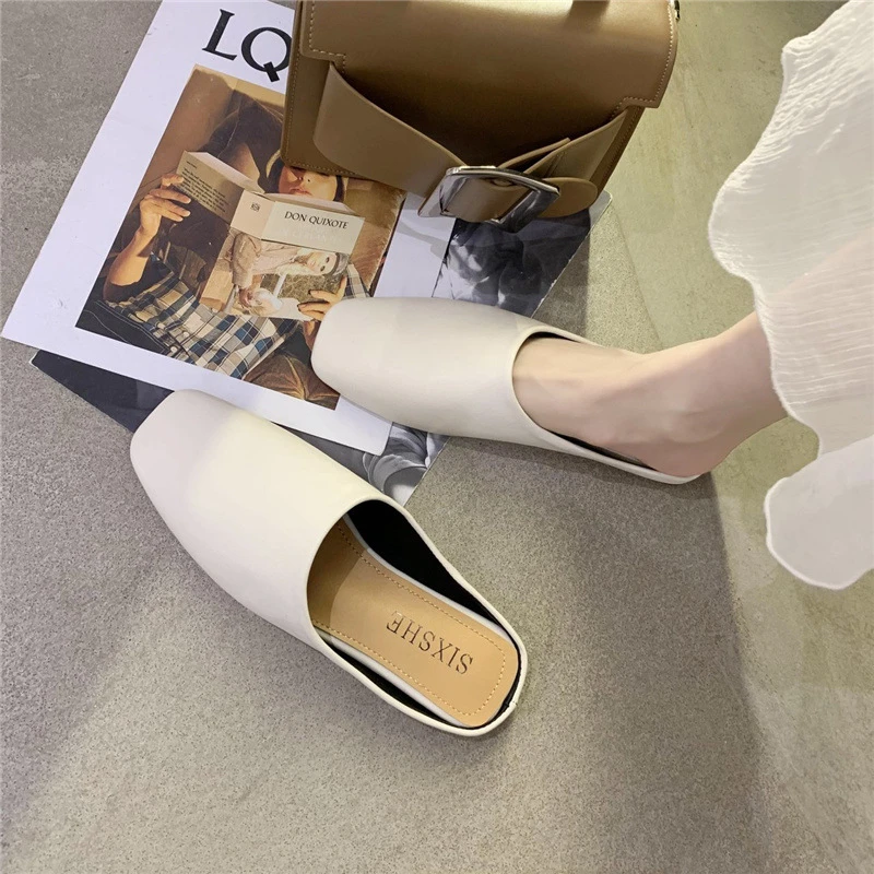 外穿包头半拖鞋女2025新款极简风网红百搭室外无后跟