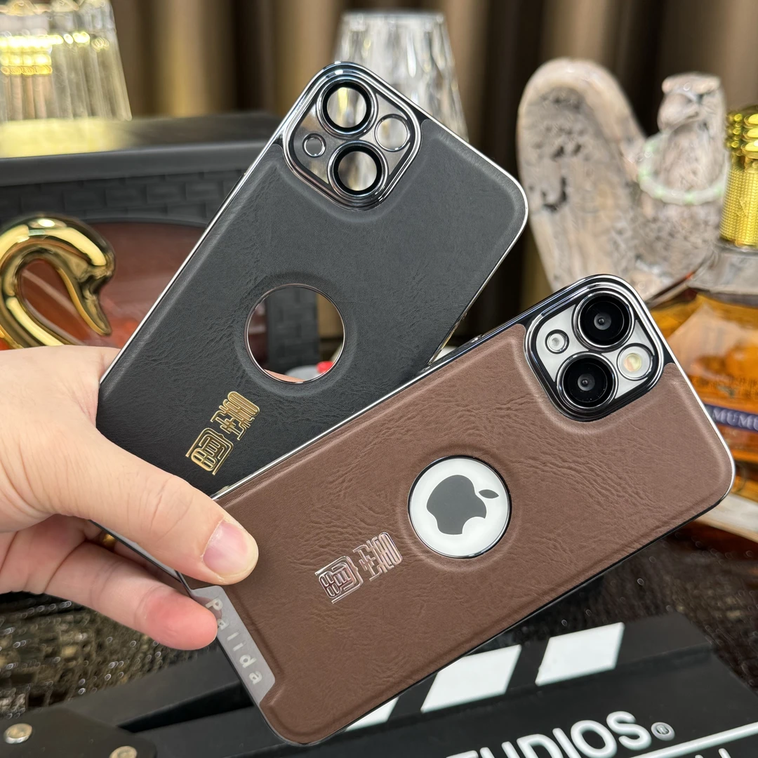 适用于苹果13暴富电镀皮纹手机壳2025新款全包防摔高端