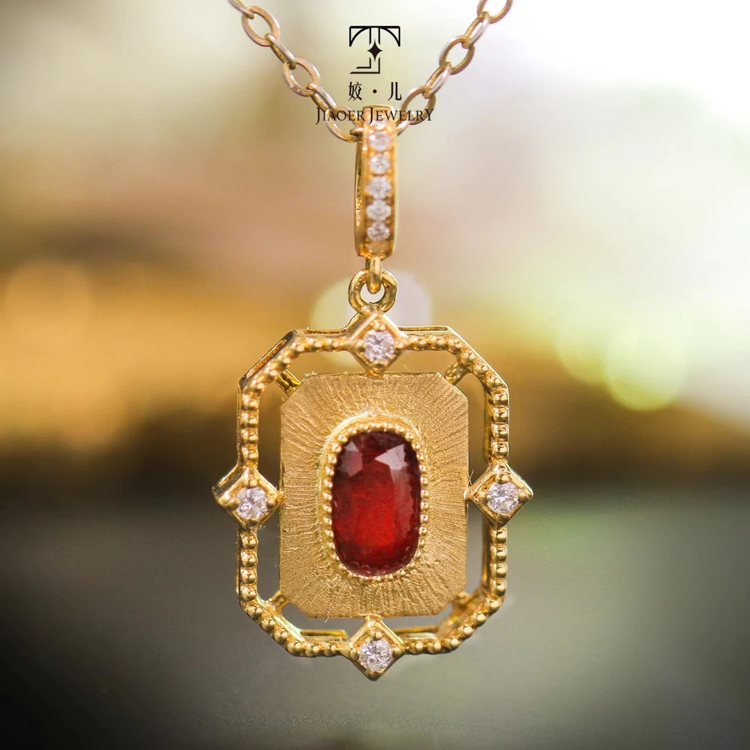 【姣儿珠宝】18K金镶嵌50分无烧鸽血红宝石万能扣带AGL大证（不含链）