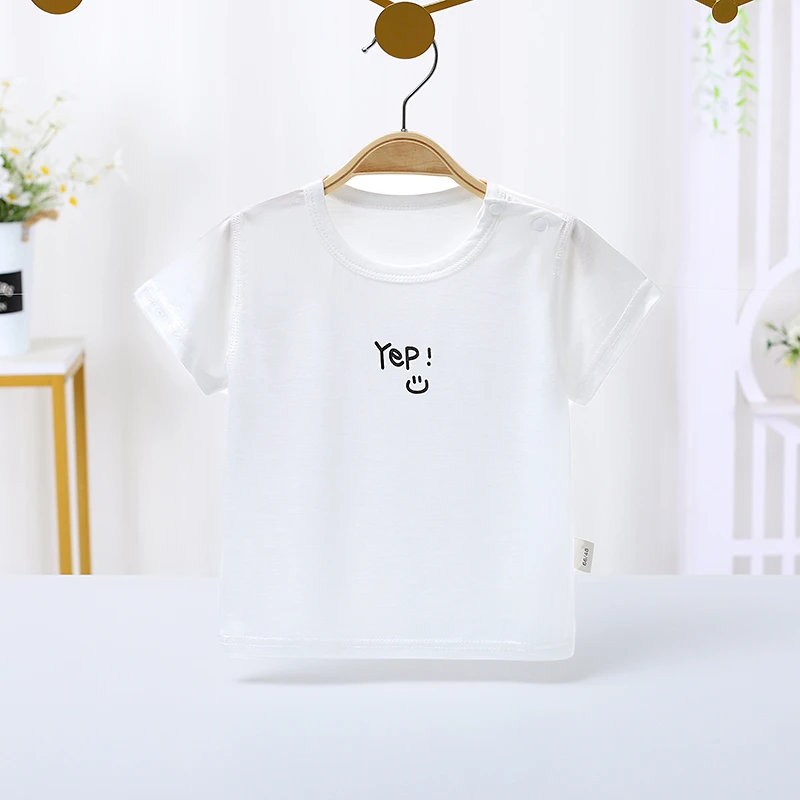 夏季婴幼儿圆领短袖空调服半袖透气分体日常穿搭薄款儿童白t恤