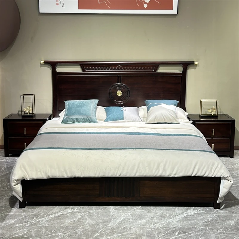 乌金木床全纯实木家用主卧1.8米轻奢大床新中式1.5储物双人床婚床