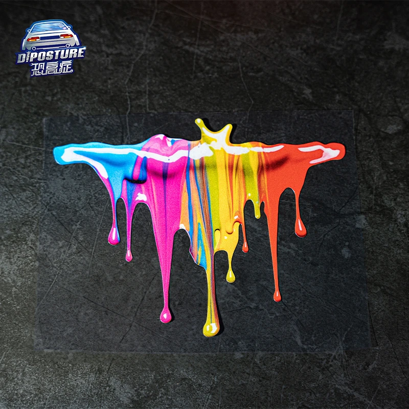 反光车贴多巴胺流体油漆汽车摩托电动车身划痕大号材质装饰贴纸