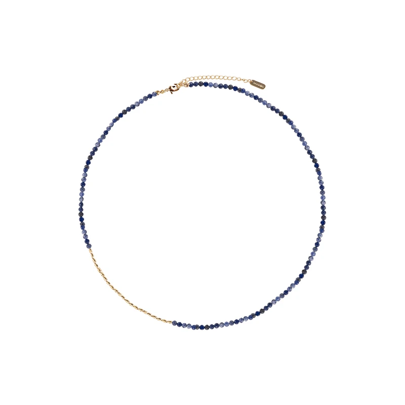 GOOGMO 铜合金项链 天然蓝纹石串珠项链